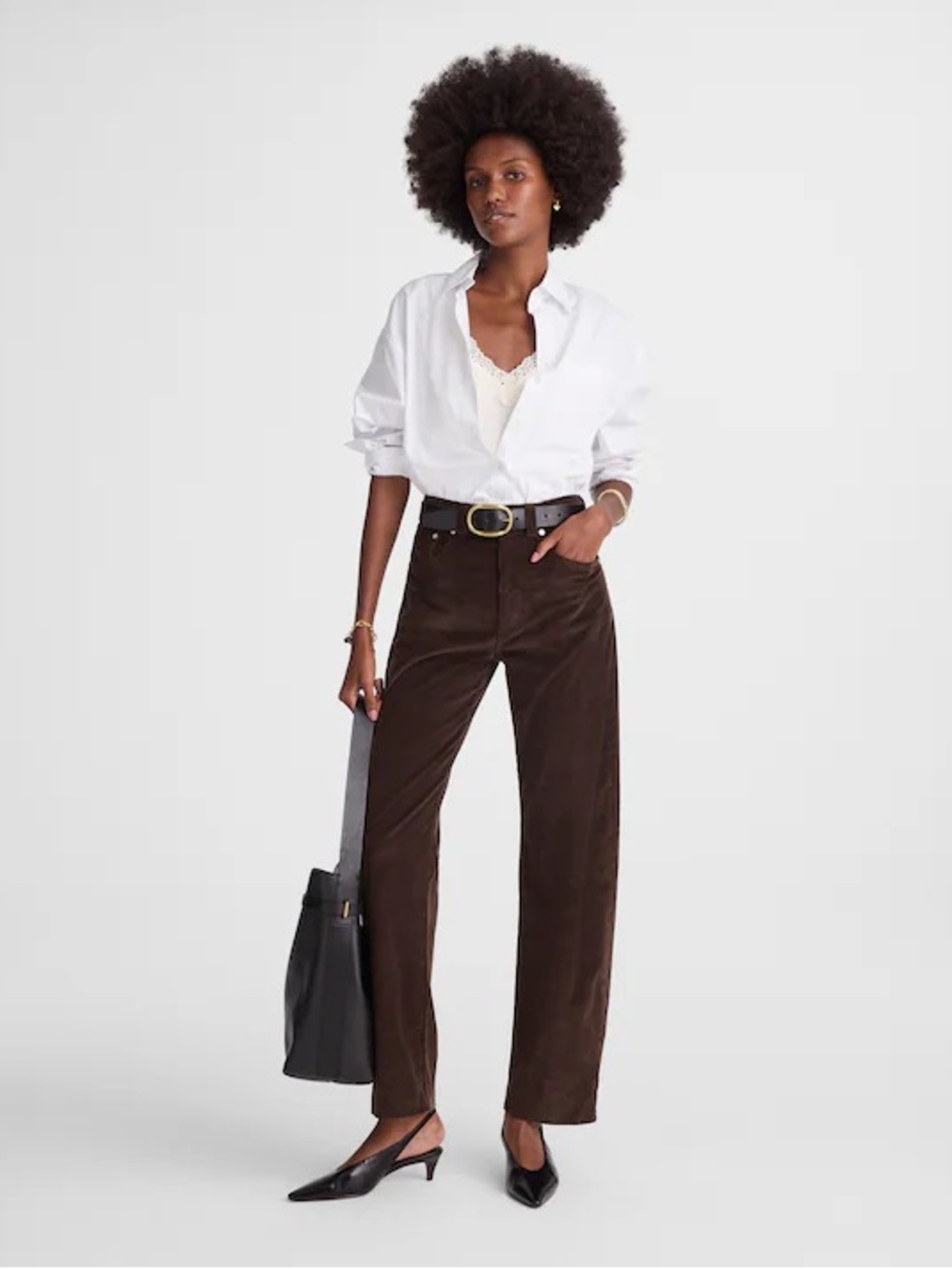 Madewell Wide-Leg Corduroy Pants in Dark Brown